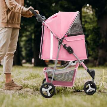 Lightweight Magshion 3-Wheel Pet Stroller - Travel Ready