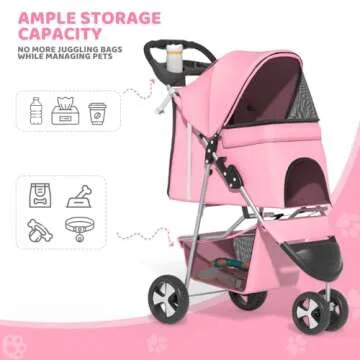 Lightweight Magshion 3-Wheel Pet Stroller - Travel Ready