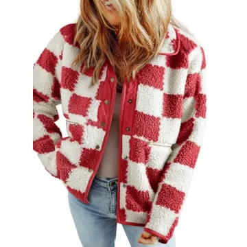 Lightweight Plaid Fleece Jacket for Women - Fall Fashion