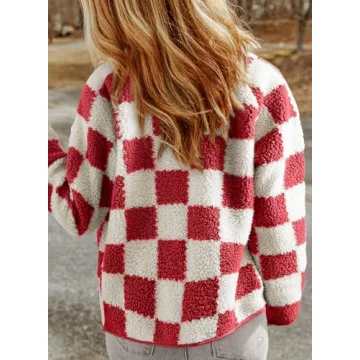 Lightweight Plaid Fleece Jacket for Women - Fall Fashion
