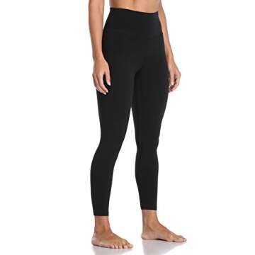 Colorfulkoala Women's High Waisted Tummy Control Workout Leggings 7/8 Length Ultra Soft Yoga Pants 25" (L, Black)