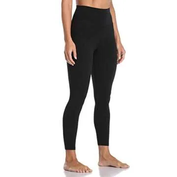 Colorfulkoala Women's High Waisted Tummy Control Workout Leggings 7/8 Length Ultra Soft Yoga Pants 25" (L, Black)