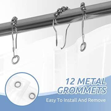 downluxe Set of 2 Waterproof White Shower Curtain Liner - PEVA Lightweight Plastic Shower Liner with...