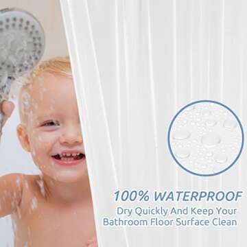 downluxe Set of 2 Waterproof White Shower Curtain Liner - PEVA Lightweight Plastic Shower Liner with 3 Magnets, Shower Curtains for Bathroom, 72" x 72", White