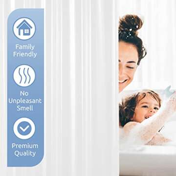 downluxe Set of 2 Waterproof White Shower Curtain Liner - PEVA Lightweight Plastic Shower Liner with 3 Magnets, Shower Curtains for Bathroom, 72" x 72", White