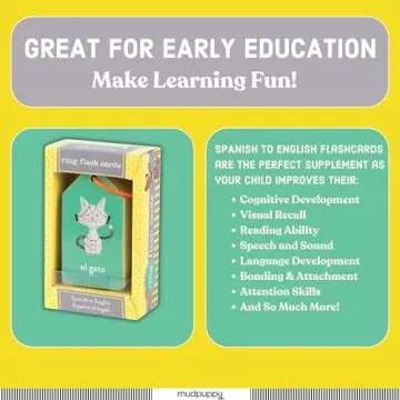 Mudpuppy Spanish To English — Ring Flashcards 26 Durable Double Sided Bilingual Language Cards Reclosable Ring With Colorful Art For Ages 1+ Perfect For Preschool Or Travel For Teachers And Parents