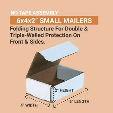 AVIDITI Shipping Boxes Small 6"L x 4"W x 2"H | 50-Pack - Corrugated Cardboard Ideal for Packing and ...