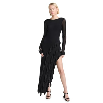 AFRM Women's Jacie Ruffle Open Back Maxi Dress - Elegance Redefined in Noir Black