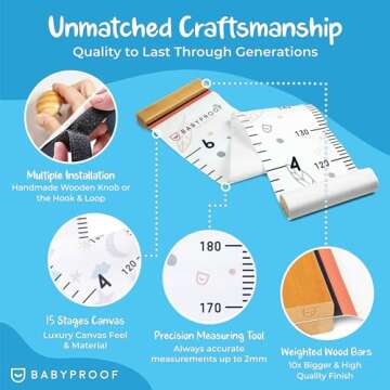 Growth Chart for Kids by Baby Proof - Measuring Height Chart and Kids Decor! Meaningful Memories Through Kid Size Chart Measurement. Leafy Growth Chart Ruler for Wall with Wooden Keepsake Box