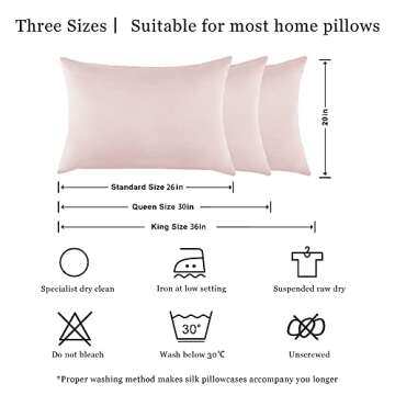 Sutuo Home Silk Pillowcase 2 Pack 100% Mulberry Silk Pillow Cases for Hair and Skin Grade 6A Both Sides 19 Momme Natural Real Silk Zipper Gift Pillow Cover for Girl's Sleep Standard 20"x26" Pale Pink