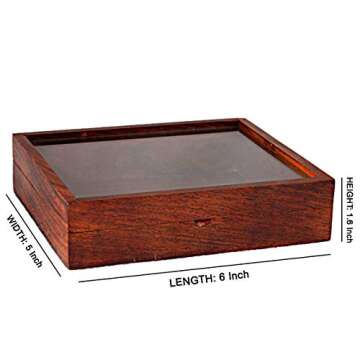 Hashcart Wooden Jewelry Box - Tarot Box Stash Box - Handmade Wood Box Use as Jewelry Tray Ring Dish Ring Holder - Keepsake Box Unique Gift Ideas for Men & Women (6x5 Inch)