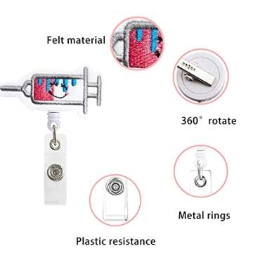 AHSONLUF 6 Pieces Retractable Badge Reel Holder with Alligator Felt Tag Clip and Retractable Cord fo...