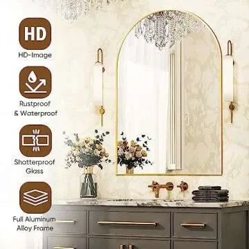 Stylish ANTOK Arched Bathroom Mirror for Every Space