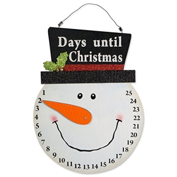 DII Christmas Advent Collection Decorative & Reusable Wooden Countdown Calendar, 16.5x12.75, Snowman...