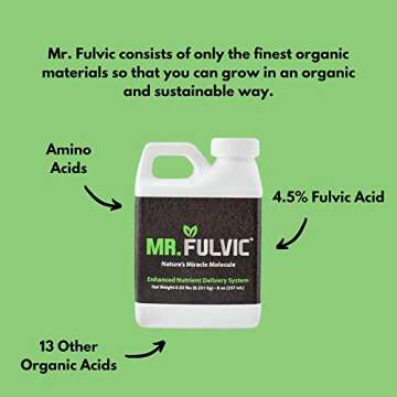 Mr. Fulvic Organic Fulvic Acid Plant Amendment, Natural Humic Soil and Hydroponic Nutrient Enhancer - Lawn and Garden Growth, Plant Health (8 oz)