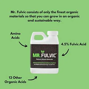 Mr. Fulvic Organic Fulvic Acid Plant Amendment, Natural Humic Soil and Hydroponic Nutrient Enhancer - Lawn and Garden Growth, Plant Health (8 oz)