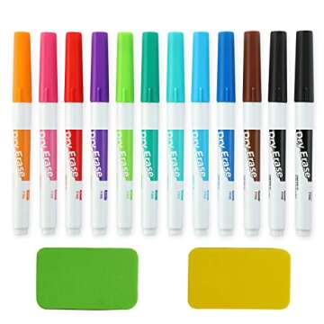 TWOHANDS Dry Erase Markers Fine Point with 2 Eraser,Low Odor,Fine Tip,1mm,11 Assorted Colors,Whiteboard Markers for kids,School,Office,Home,or Planning Whiteboard,20512