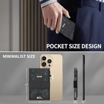 SEMORID Minimalist Wallet for Men, Slim RFID Blocking Mens Wallet, Aluminum Pop Up Card Case, Thin Metal Credit Card Holder with Cash Strap -12 Cards Storage