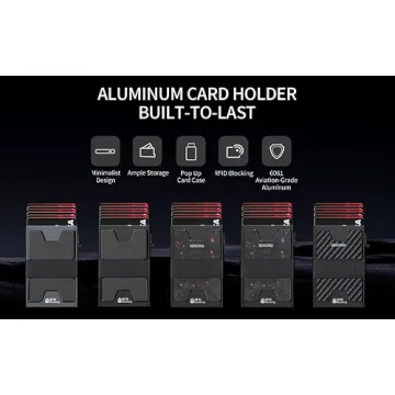 SEMORID Minimalist Wallet for Men, Slim RFID Blocking Mens Wallet, Aluminum Pop Up Card Case, Thin Metal Credit Card Holder with Cash Strap -12 Cards Storage