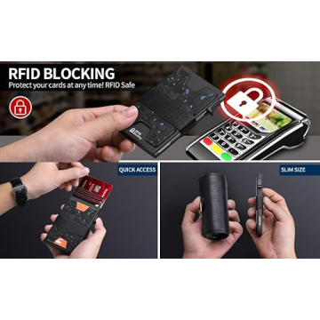 SEMORID Minimalist Wallet for Men, Slim RFID Blocking Mens Wallet, Aluminum Pop Up Card Case, Thin Metal Credit Card Holder with Cash Strap -12 Cards Storage