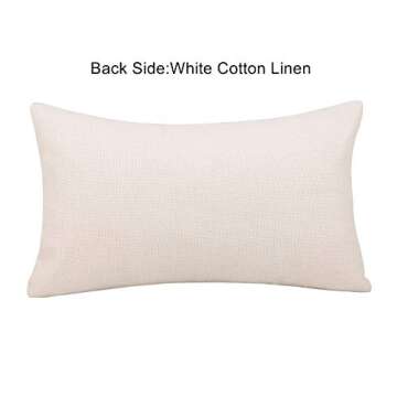 Cygnus Set of 2 White Linen Patchwork Faux Leather Throw Lumbar Pillow Covers for Couch Living Room Bedroom,Modern Accent Decor Lumbar Covers 12X20 inch, Brown and White