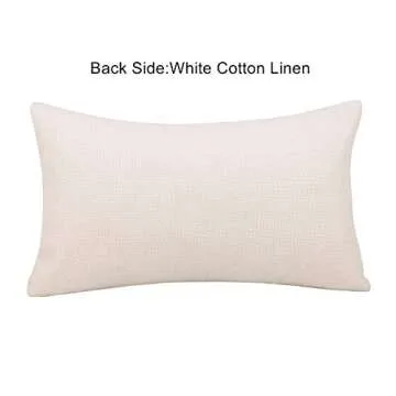 Cygnus Set of 2 White Linen Patchwork Faux Leather Throw Lumbar Pillow Covers for Couch Living Room Bedroom,Modern Accent Decor Lumbar Covers 12X20 inch, Brown and White