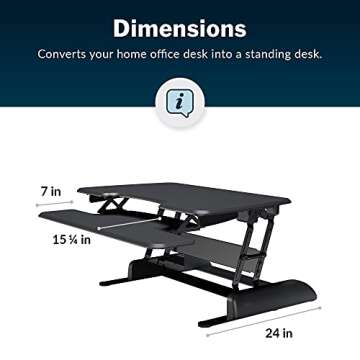 Vari - VariDesk Essential 36 - Two-Tier Standing Desk Converter for Monitor & Accessories - Height Adjustable Sit Stand Desk - Fully Assembled Monitor Riser for Home Office - 36" Wide, Black