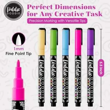 Loddie Doddie Liquid Chalk Markers - Pack of 24 Dust Free, 1mm Fine Tip, Erasable Ink for Blackboard, Windows and Glass - Chalkboard Markers