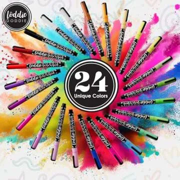 Loddie Doddie Liquid Chalk Markers - Pack of 24 Dust Free, 1mm Fine Tip, Erasable Ink for Blackboard, Windows and Glass - Chalkboard Markers
