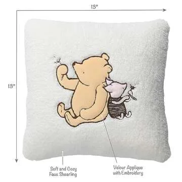 Lambs & Ivy Storytime Pooh Soft Faux Shearling Nursery Throw Pillow - Cream