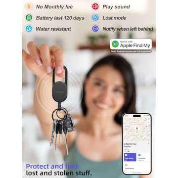 Keychain, Key Finder Built-in Anti-Loss Tracker, Heavy Duty Key Holder, Premium Stainless Steel Keyc...