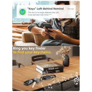 Keychain, Key Finder Built-in Anti-Loss Tracker, Heavy Duty Key Holder, Premium Stainless Steel Keychain Carabiner Car Key Chains with GPS Global Locator Tracking Waterproof Frosted Black