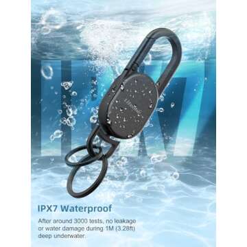 Keychain, Key Finder Built-in Anti-Loss Tracker, Heavy Duty Key Holder, Premium Stainless Steel Keychain Carabiner Car Key Chains with GPS Global Locator Tracking Waterproof Frosted Black