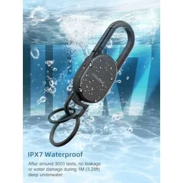 Keychain, Key Finder Built-in Anti-Loss Tracker, Heavy Duty Key Holder, Premium Stainless Steel Keychain Carabiner Car Key Chains with GPS Global Locator Tracking Waterproof Frosted Black