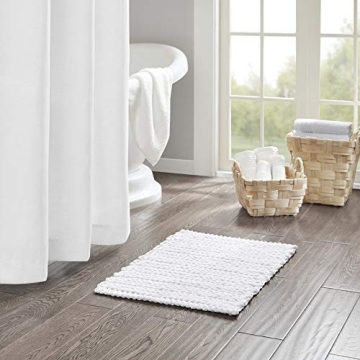 Madison Park Lasso 100% Cotton Chenille Chain Woven Stitch Bathroom Rug - Non Slip - Absorbent, Quic...