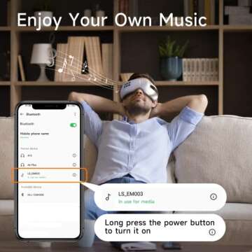 fmlave Eye Massager with Heat and Cooling for Migraines, Dry Eyes, Dark Circles, Rechargeable Bluetooth Music Heat Cold Eye Massager Improve Sleeping - Great Gifts for Woman and Man (White)