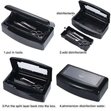 Plastic Sterilizing Tray-Barbicide Sterilization Tray,Clean Sterilizer Box Storage Organizer for Nail,Tweezers,Hair Salon,Spa & Cutter Manicure Equipment-Clear Lid (black)