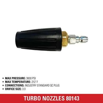 Simpson Cleaning 80143 3600 PSI Universal Turbo Pressure Washer Nozzle, 1/4-Inch Quick Connect, Hot- or Cold-Water Use, Black