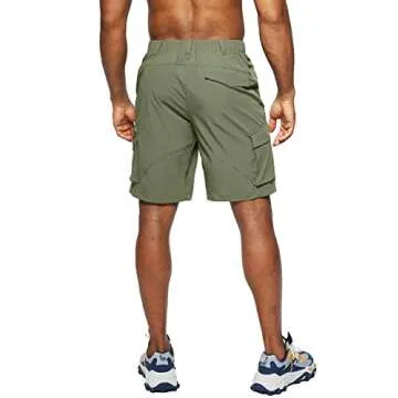 Pudolla Men's Hiking Cargo Shorts Quick Dry Outdoor Travel Shorts for Men with Multi Pocket for Fishing Camping Casual (Slate Green Large)