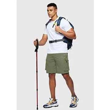 Pudolla Men's Hiking Cargo Shorts Quick Dry Outdoor Travel Shorts for Men with Multi Pocket for Fishing Camping Casual (Slate Green Large)