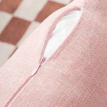 Home Brilliant ecorative Pillow Covers 18x18 Throw Pillow Covers Lined Linen Cushion Covers for Bed Couch Barbie, Set of 2, 18 x 18 inches(45cm), Baby Pink