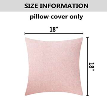 Home Brilliant ecorative Pillow Covers 18x18 Throw Pillow Covers Lined Linen Cushion Covers for Bed Couch Barbie, Set of 2, 18 x 18 inches(45cm), Baby Pink