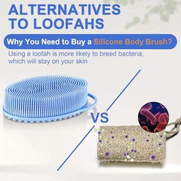 Metene 2 Pack Silicone Exfoliating Body Scrubber with Loop, Body Scrubber for Men and Women, Silicon...