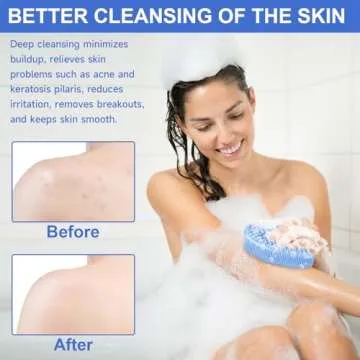 Metene 2 Pack Silicone Exfoliating Body Scrubber with Loop, Body Scrubber for Men and Women, Silicone Loofah for Shower, Soft Silicone Body Scrubber for Shower and Bath Skincare Routine(Blue)