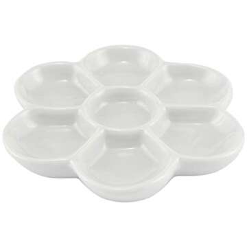 Creative Mark Glazed Flower Palette Porcelain Paint Palette Tray for Watercolor, Gouache, Color-Mixi...