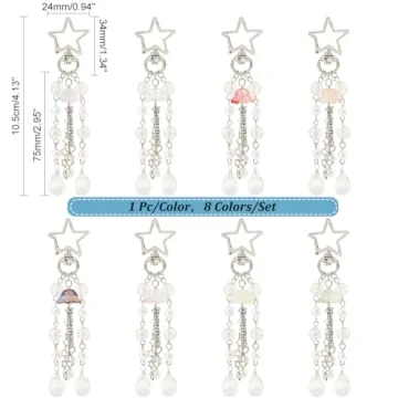 Stylish 8-Set Beaded Keychain for Bag Accessories
