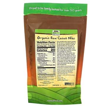 NOW Foods Organic Raw Cacao Nibs - Pure Chocolate Bites for Snacking and Baking