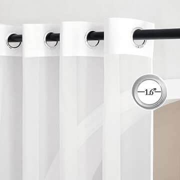 NICETOWN Living Room Sheer Curtains 96 inches Long - Grommet Top Voile Sheer Lightweight Airy & Eleg...