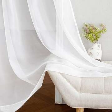 NICETOWN Ivory Sheer Curtains 96" Long - Elegant Window Panels