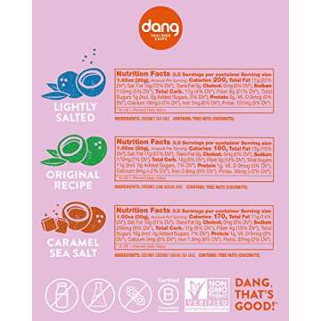 Dang Toasted Coconut Chips | Vegan, Gluten Free, Non GMO, Healthy Snacks Made with Whole Foods (Vari...